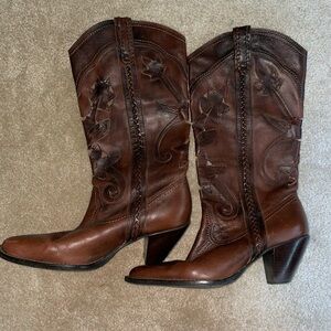 Leather Heeled Detailed Cowboy boots